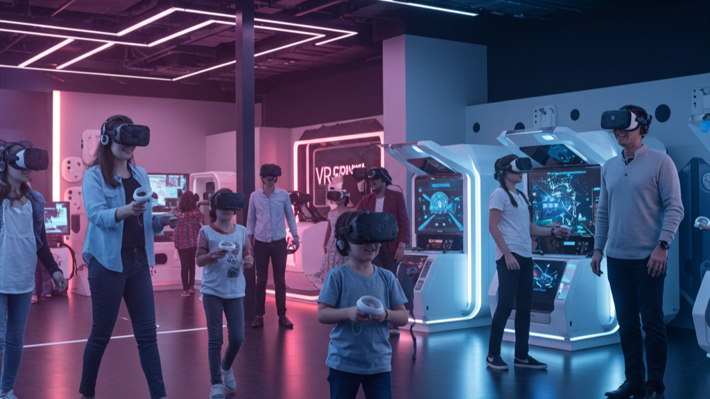 Trois personnes jouant à la réalité virtuelle